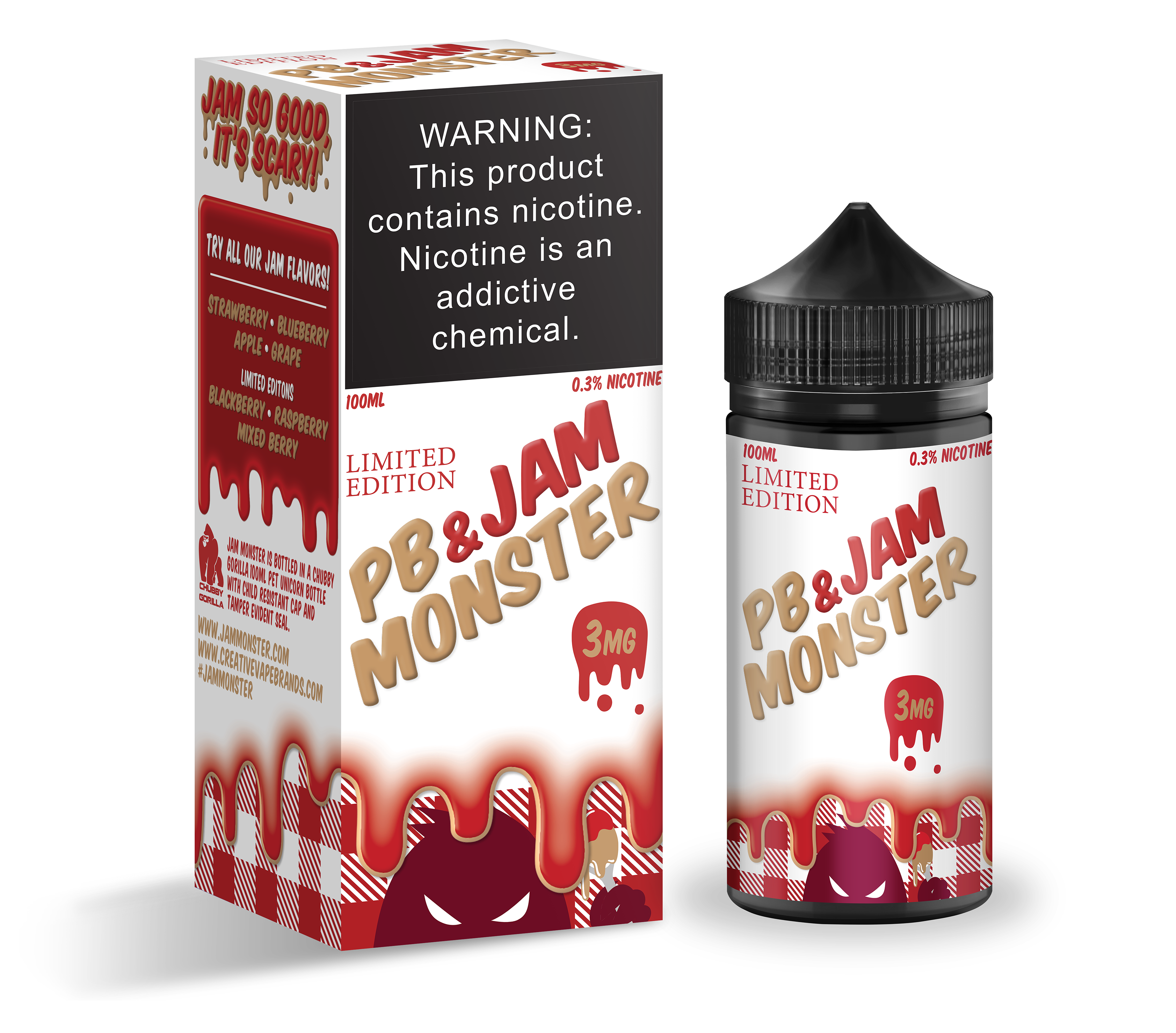 Jam Monster 100ml e-Liquid - Peanut Butter & Strawberry Jam
